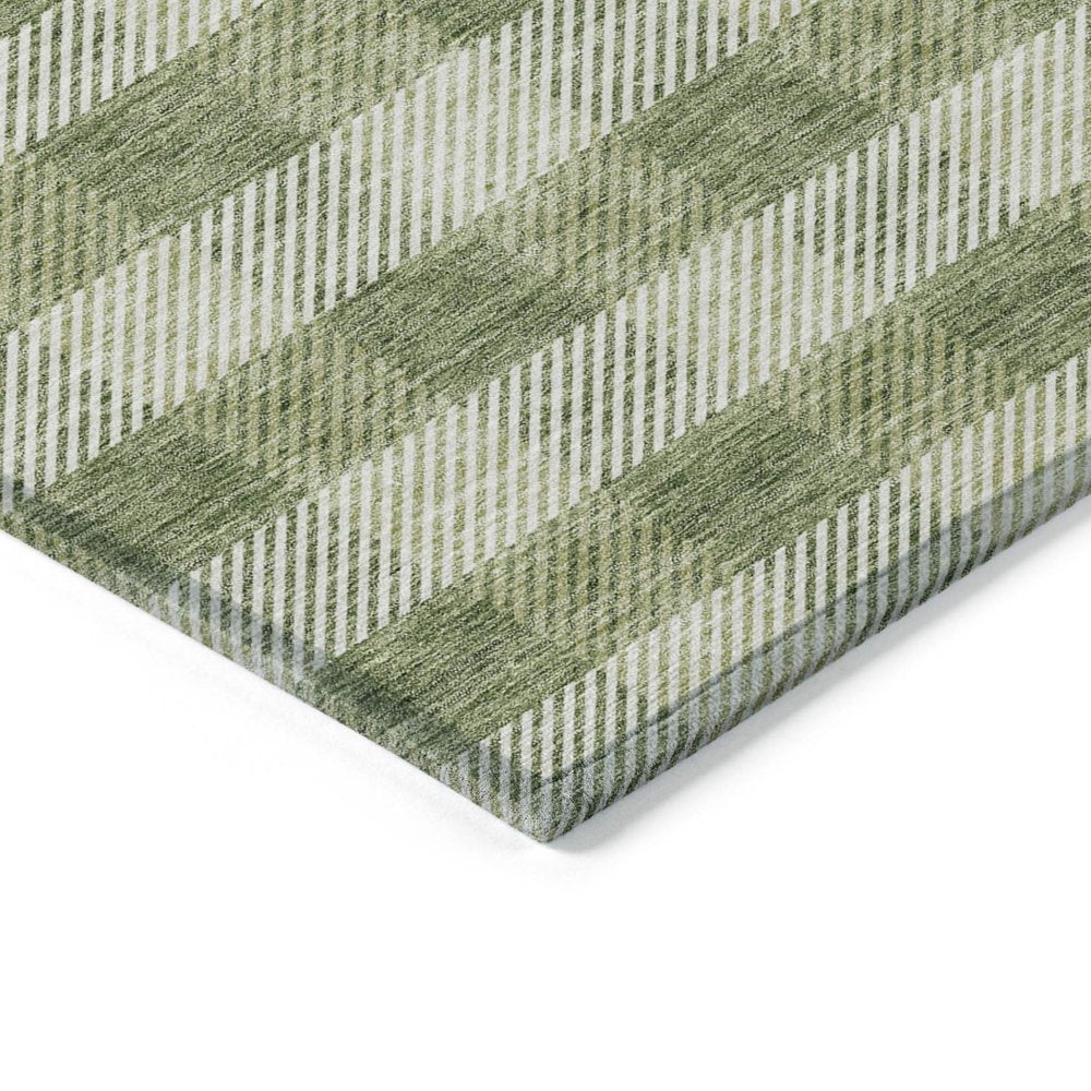 10' X 14' Green And Light Green Plaid Washable Indoor Outdoor Area Rug HomeRoots