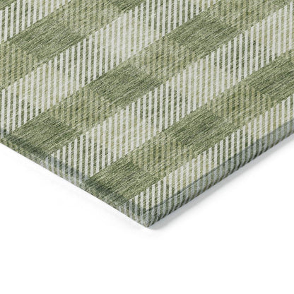 10' X 14' Green And Light Green Plaid Washable Indoor Outdoor Area Rug HomeRoots
