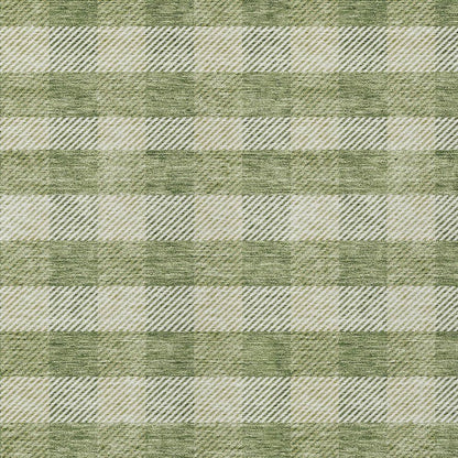 10' X 14' Green And Light Green Plaid Washable Indoor Outdoor Area Rug HomeRoots