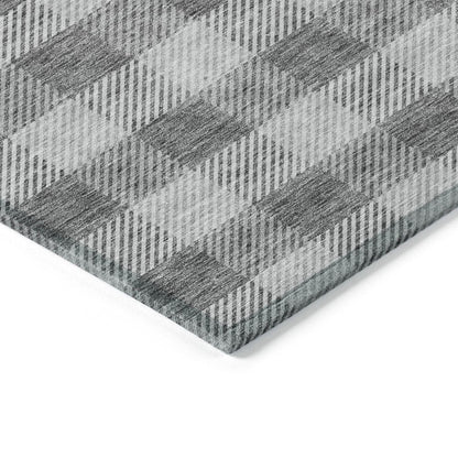 3' X 5' Gray And Charcoal Plaid Washable Indoor Outdoor Area Rug HomeRoots