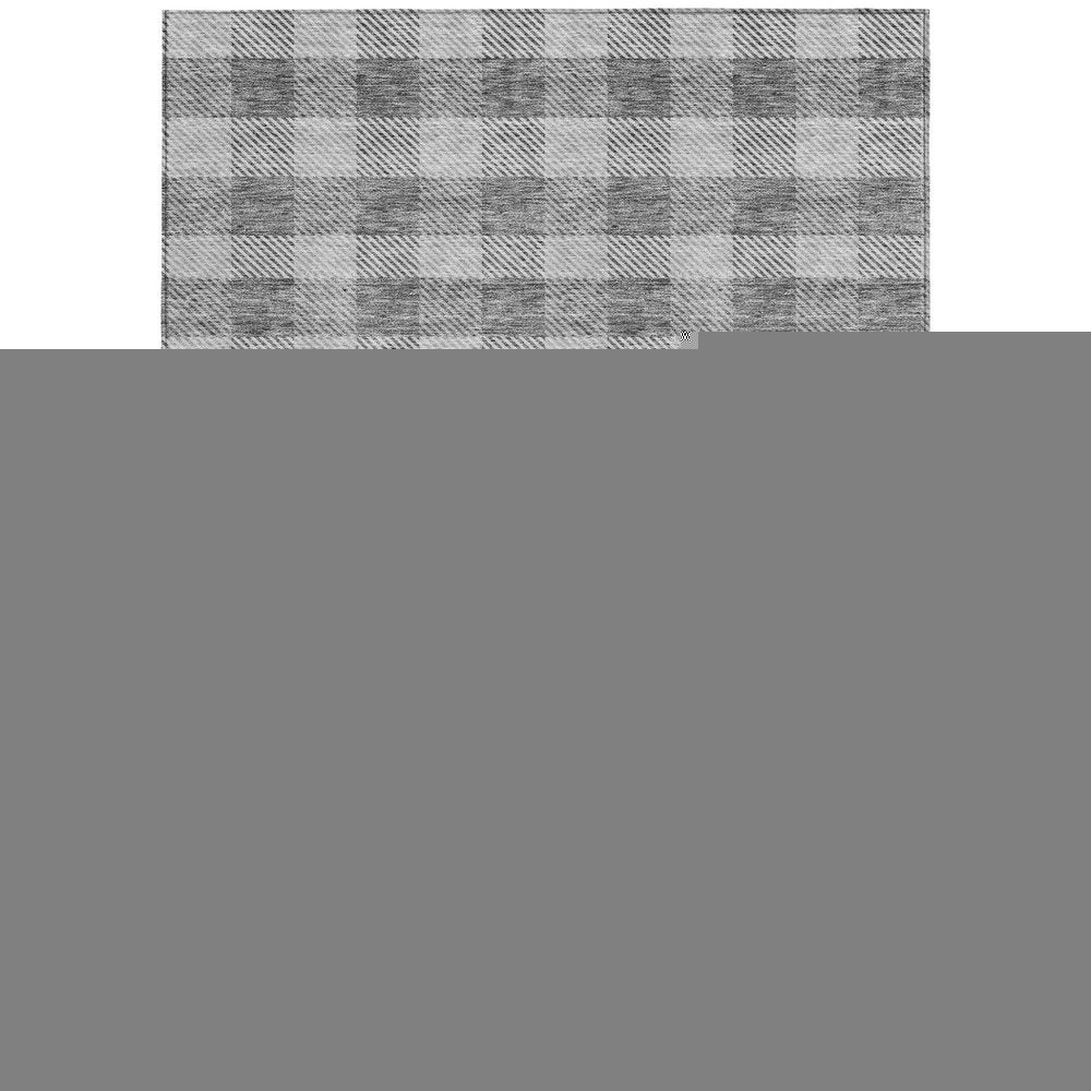 3' X 5' Gray And Charcoal Plaid Washable Indoor Outdoor Area Rug HomeRoots