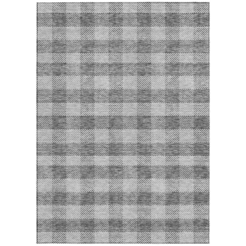 3' X 5' Gray And Charcoal Plaid Washable Indoor Outdoor Area Rug — view 17