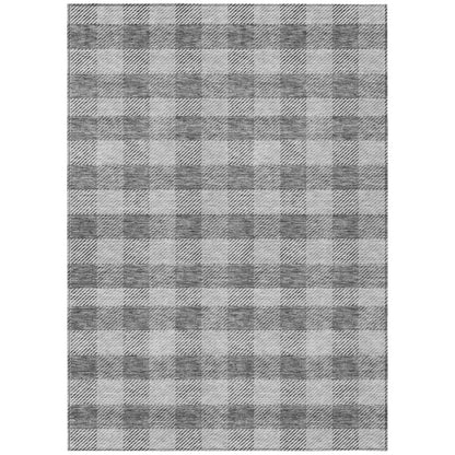 3' X 5' Gray And Charcoal Plaid Washable Indoor Outdoor Area Rug HomeRoots