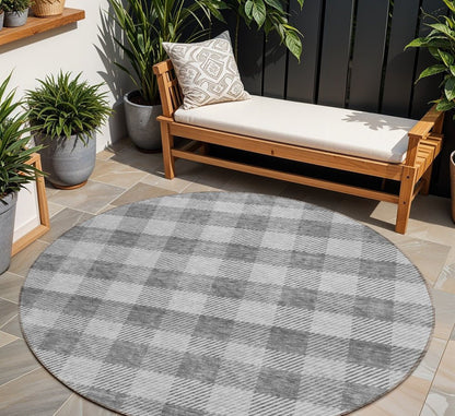 3' X 5' Gray And Charcoal Plaid Washable Indoor Outdoor Area Rug HomeRoots