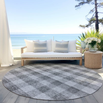 3' X 5' Gray And Charcoal Plaid Washable Indoor Outdoor Area Rug HomeRoots