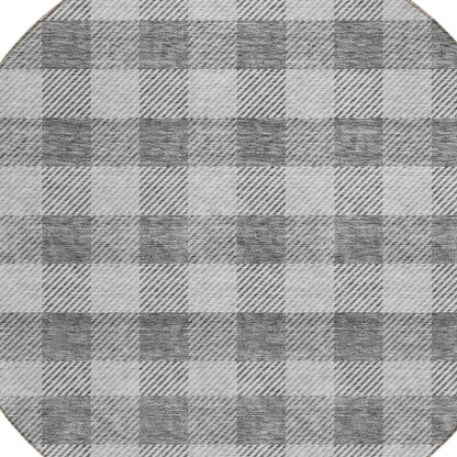 3' X 5' Gray And Charcoal Plaid Washable Indoor Outdoor Area Rug HomeRoots
