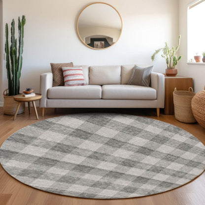 3' X 5' Gray And Charcoal Plaid Washable Indoor Outdoor Area Rug HomeRoots