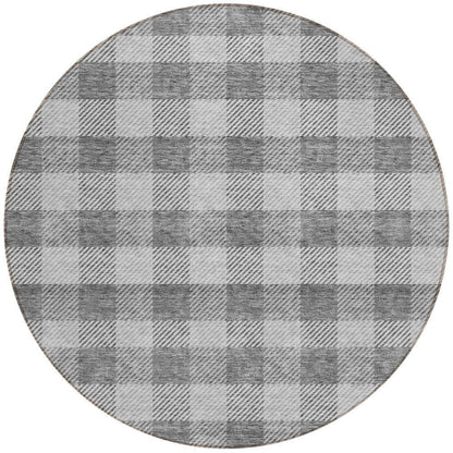 3' X 5' Gray And Charcoal Plaid Washable Indoor Outdoor Area Rug HomeRoots