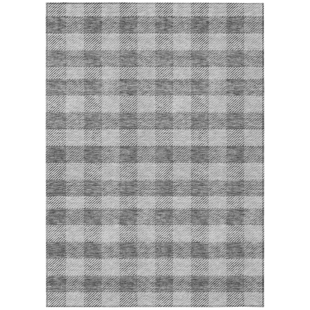 3' X 5' Gray And Charcoal Plaid Washable Indoor Outdoor Area Rug — view 42