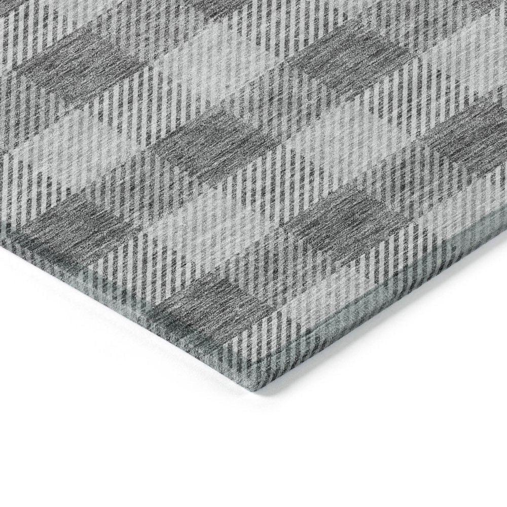 3' X 5' Gray And Charcoal Plaid Washable Indoor Outdoor Area Rug HomeRoots