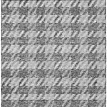 3' X 5' Gray And Charcoal Plaid Washable Indoor Outdoor Area Rug HomeRoots