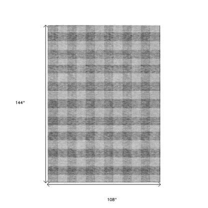 3' X 5' Gray And Charcoal Plaid Washable Indoor Outdoor Area Rug HomeRoots