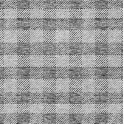 3' X 5' Gray And Charcoal Plaid Washable Indoor Outdoor Area Rug HomeRoots