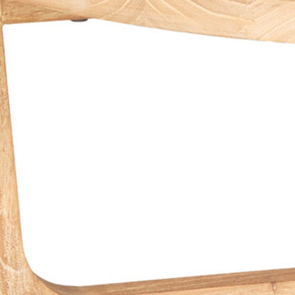 39" Natural and White Solid Wood Round Distressed Coffee Table