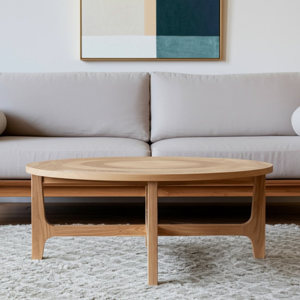 39" Natural and White Solid Wood Round Distressed Coffee Table HomeRoots