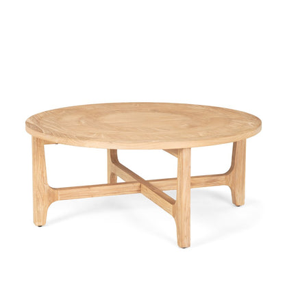 39" Natural and White Solid Wood Round Distressed Coffee Table HomeRoots