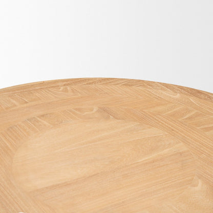 39" Natural and White Solid Wood Round Distressed Coffee Table HomeRoots