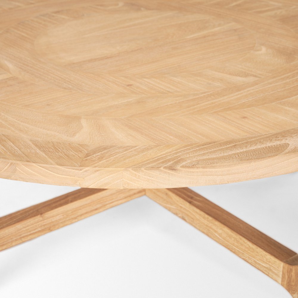 39" Natural and White Solid Wood Round Distressed Coffee Table HomeRoots