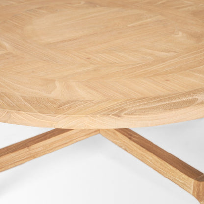 39" Natural and White Solid Wood Round Distressed Coffee Table HomeRoots