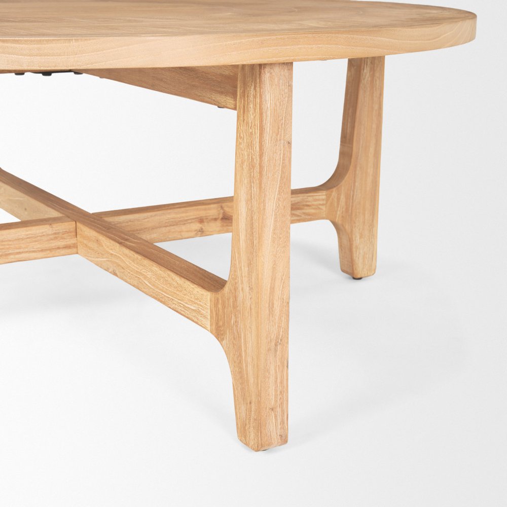 39" Natural and White Solid Wood Round Distressed Coffee Table HomeRoots