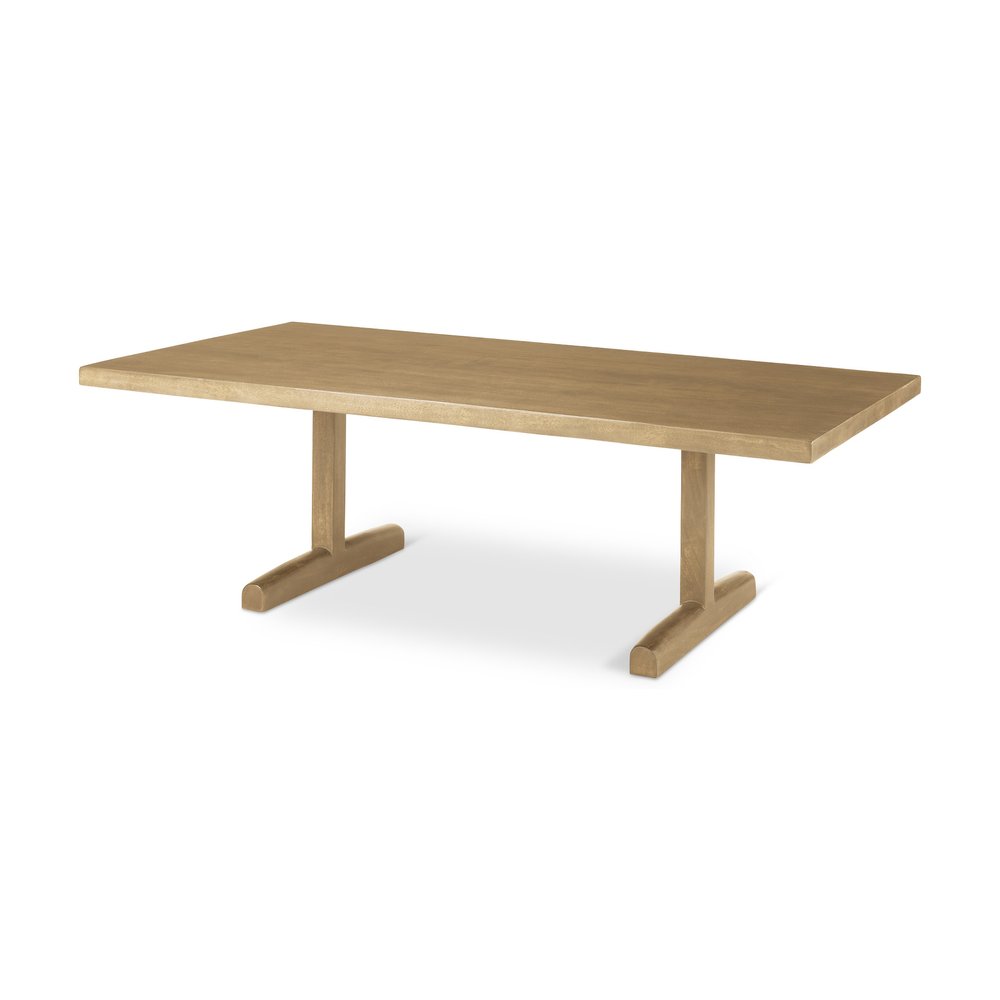 55" Natural Solid Wood Double Pedestal Coffee Table HomeRoots