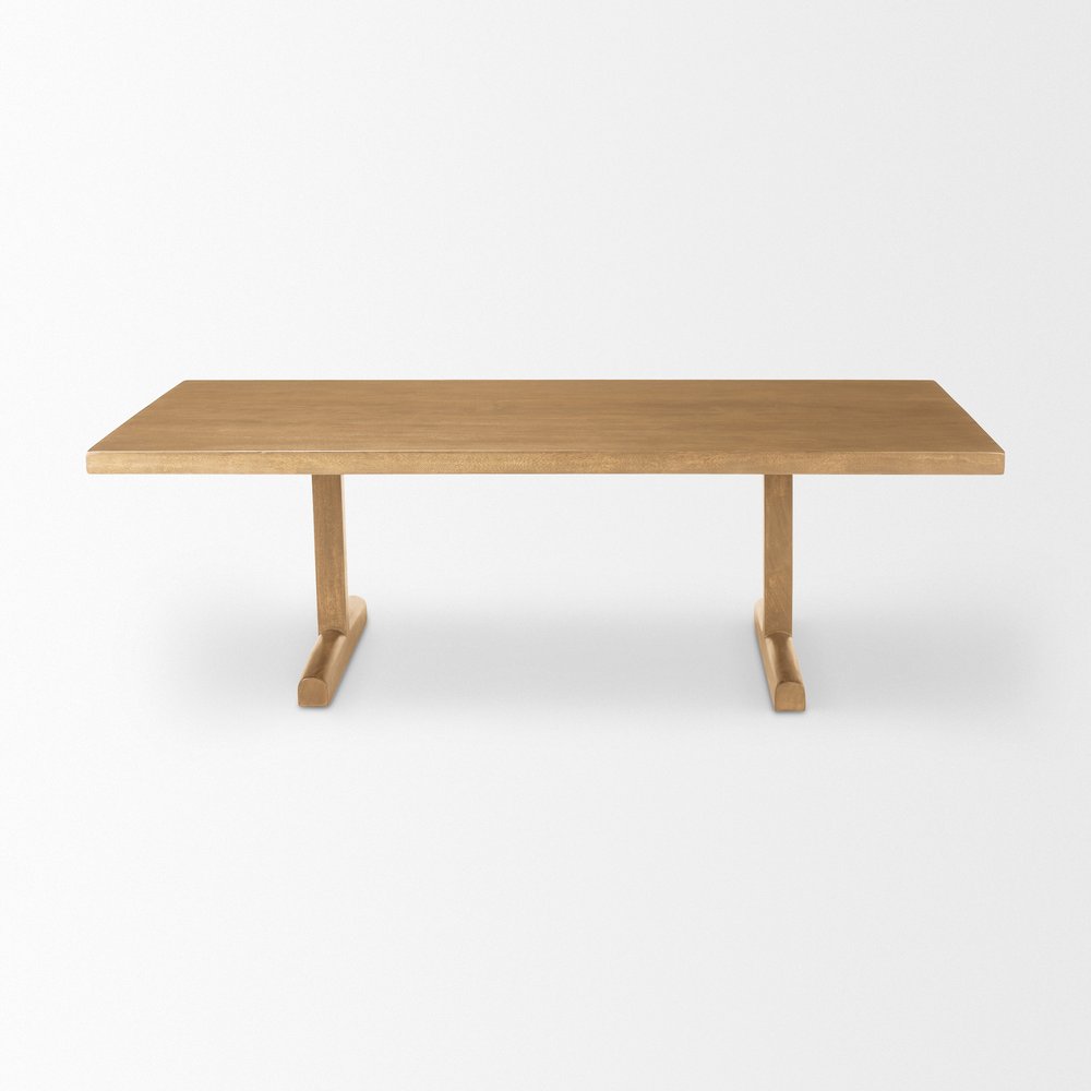 55" Natural Solid Wood Double Pedestal Coffee Table HomeRoots