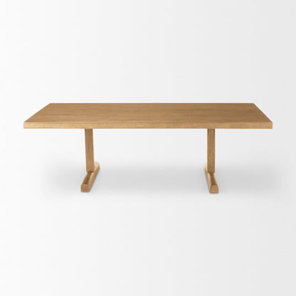 55" Natural Solid Wood Double Pedestal Coffee Table HomeRoots