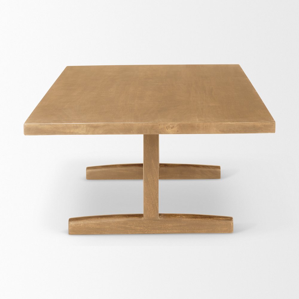 55" Natural Solid Wood Double Pedestal Coffee Table HomeRoots