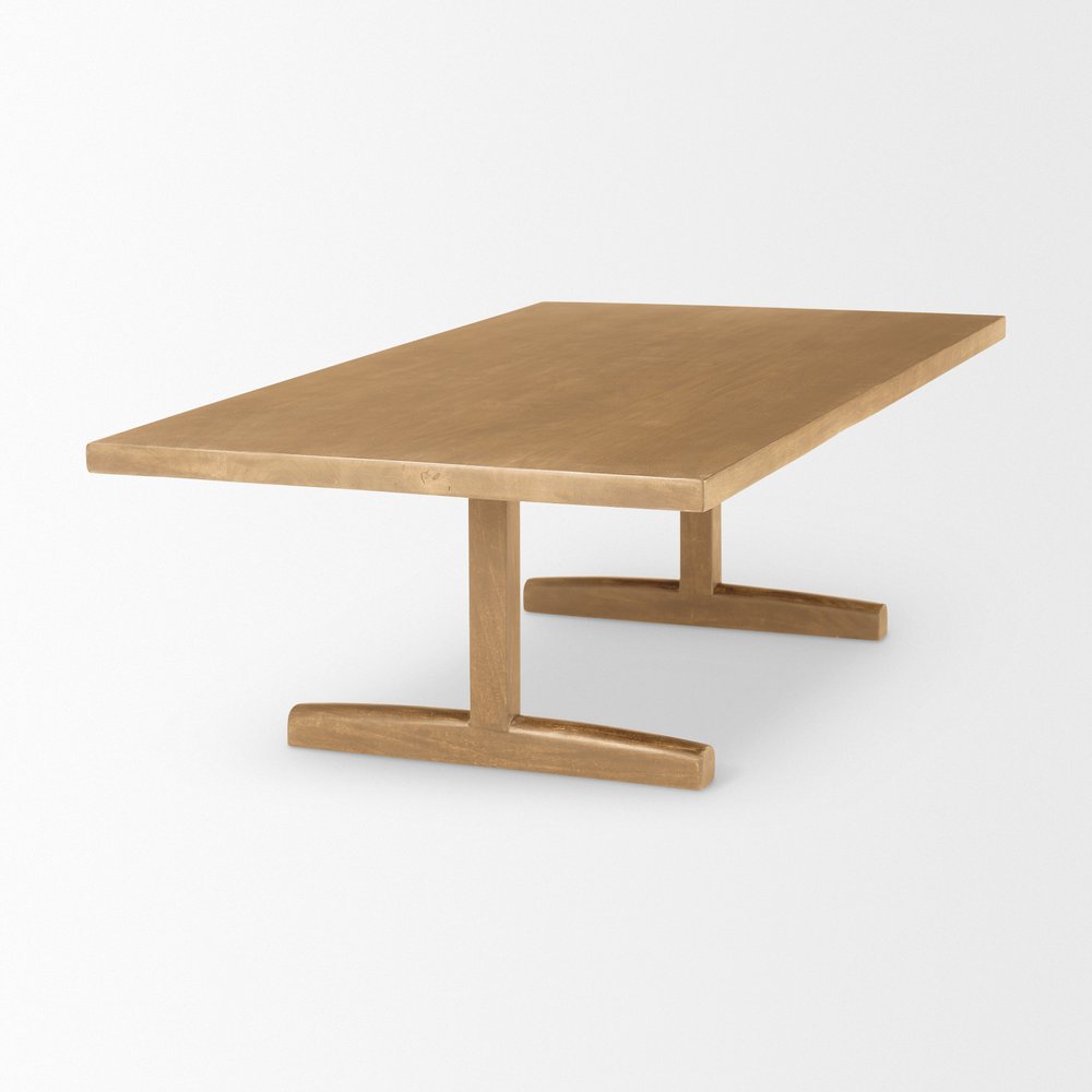 55" Natural Solid Wood Double Pedestal Coffee Table HomeRoots