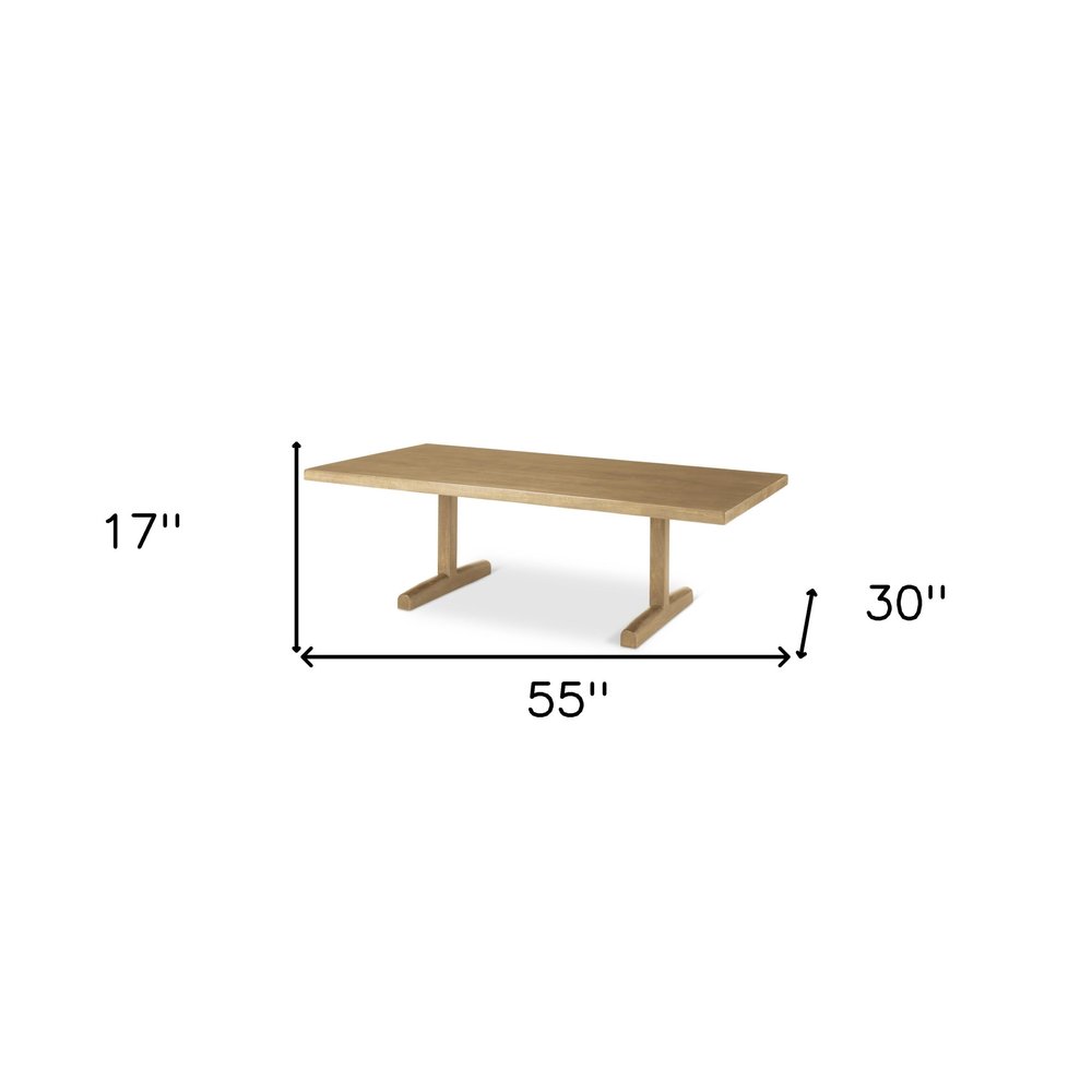 55" Natural Solid Wood Double Pedestal Coffee Table — view 7