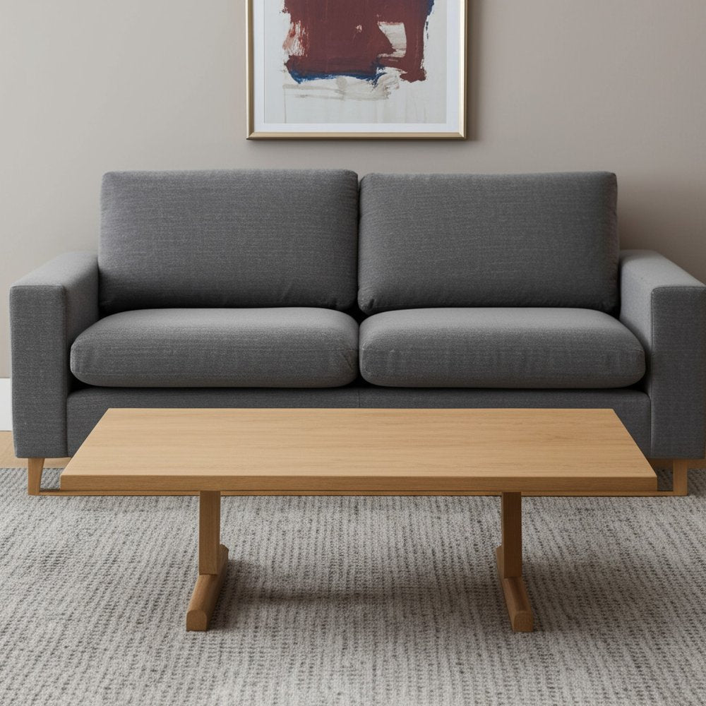 55" Natural Solid Wood Double Pedestal Coffee Table HomeRoots