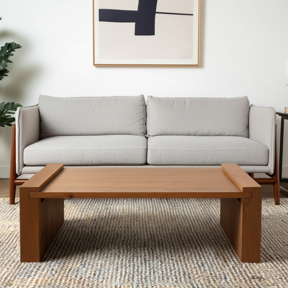 48" Natural Solid Wood Sled Coffee Table HomeRoots