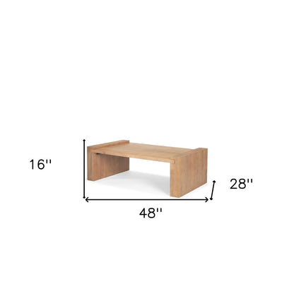 48" Natural Solid Wood Sled Coffee Table HomeRoots