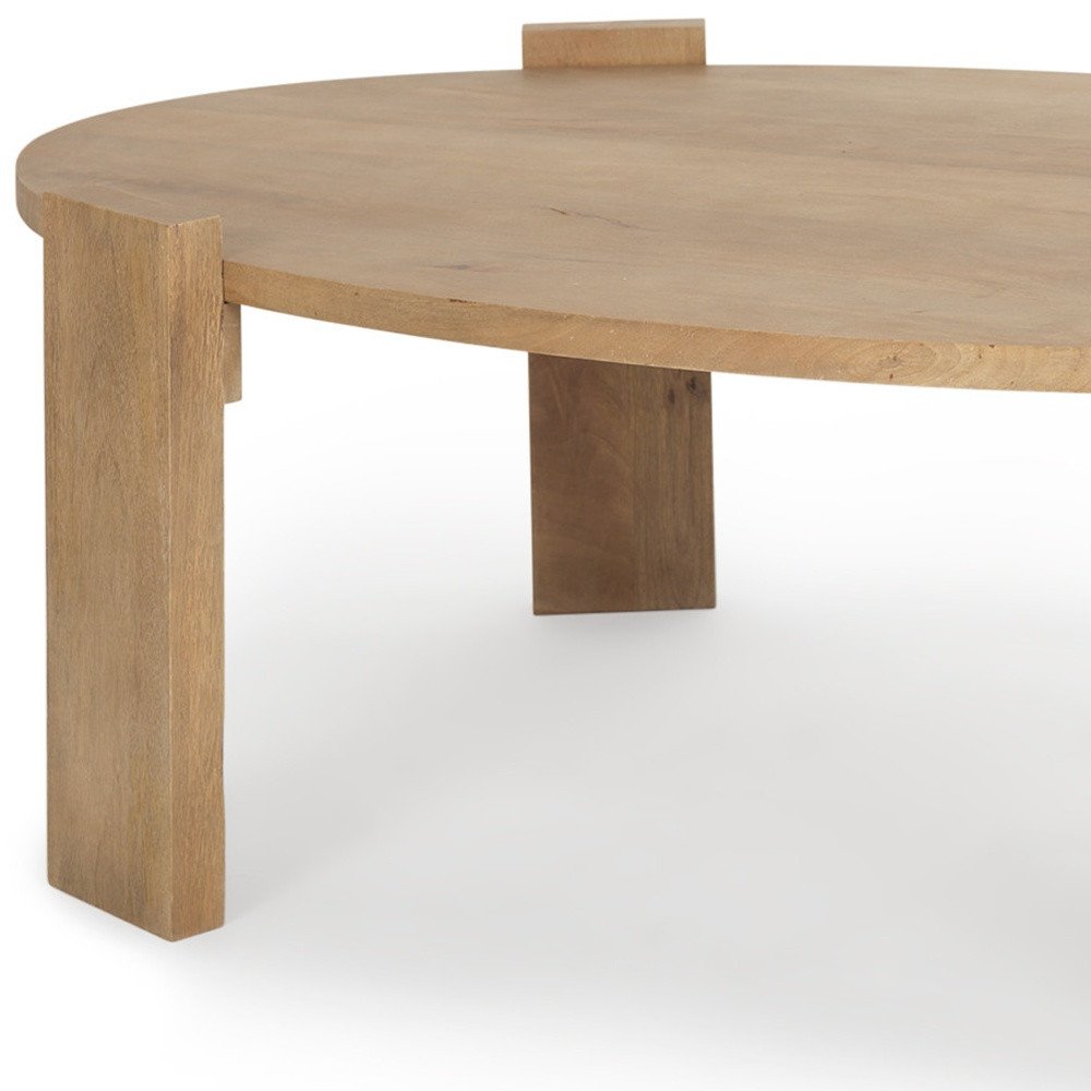 48" Natural Solid Wood Oval Coffee Table HomeRoots
