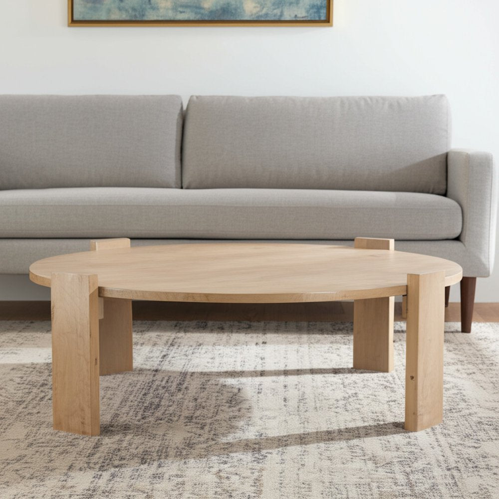 48" Natural Solid Wood Oval Coffee Table HomeRoots