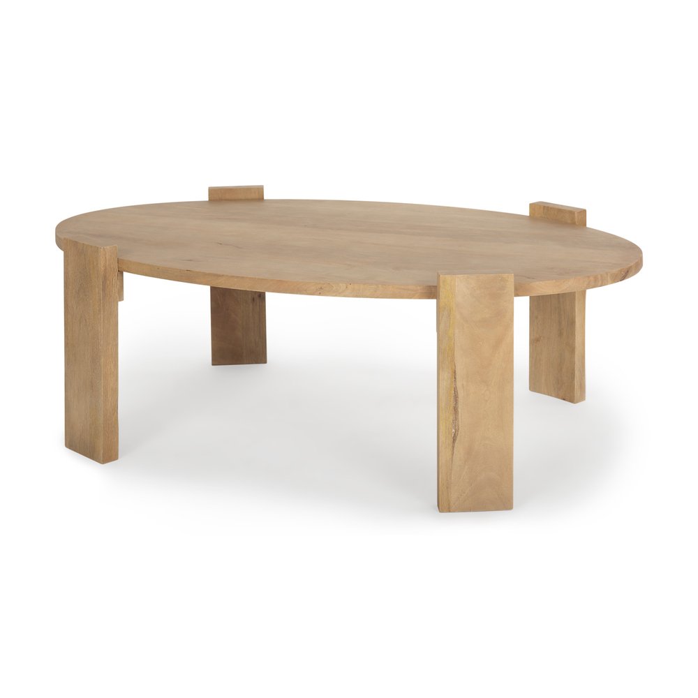 48" Natural Solid Wood Oval Coffee Table — view 1