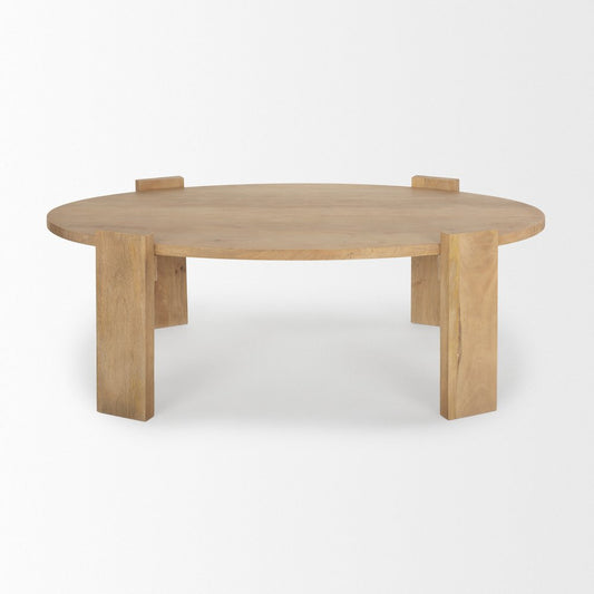 48" Natural Solid Wood Oval Coffee Table HomeRoots