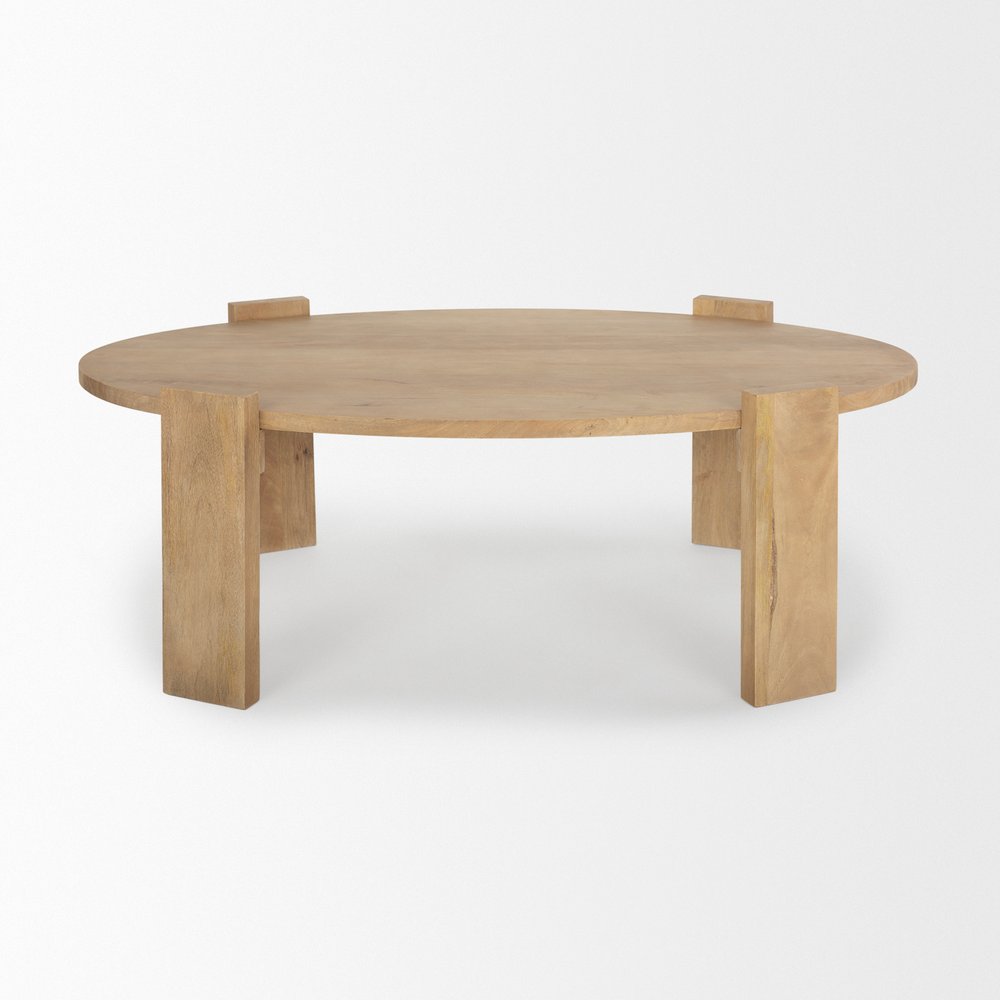 48" Natural Solid Wood Oval Coffee Table HomeRoots