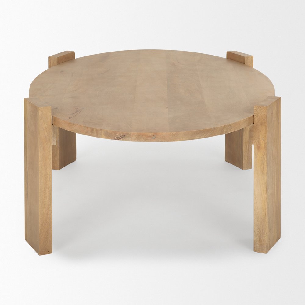 48" Natural Solid Wood Oval Coffee Table — view 3