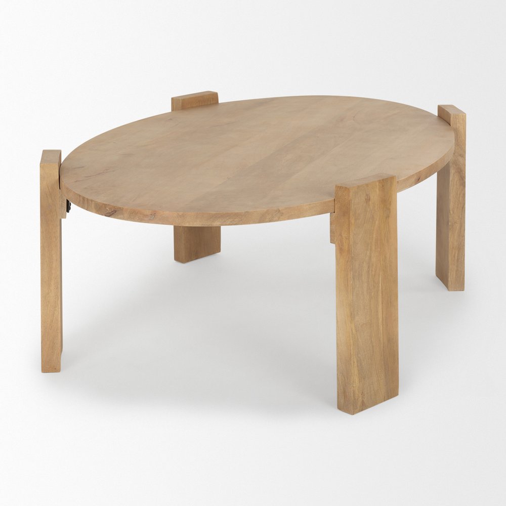 48" Natural Solid Wood Oval Coffee Table HomeRoots