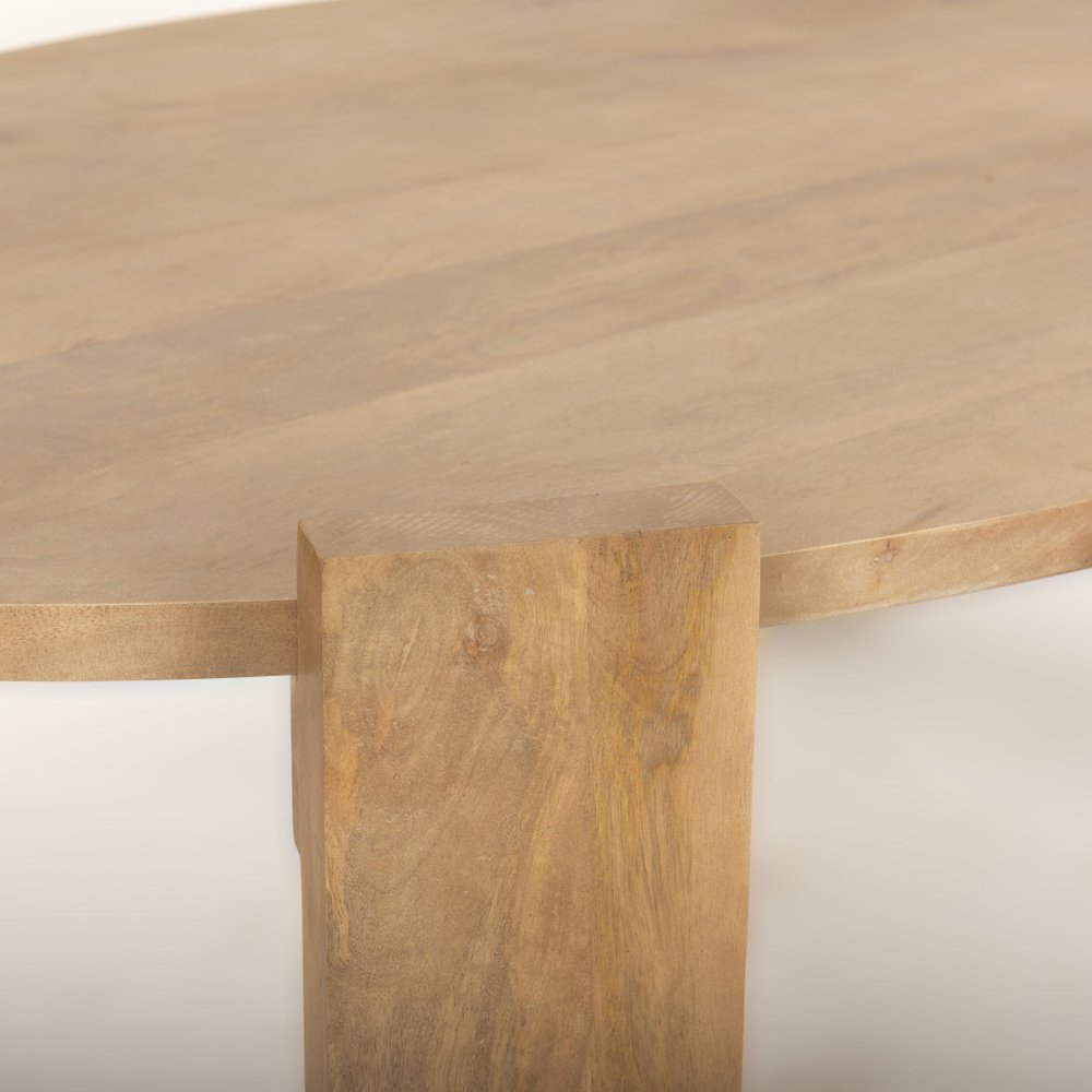 48" Natural Solid Wood Oval Coffee Table — view 5