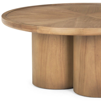 39" Natural Solid Wood Round Pedestal Coffee Table HomeRoots