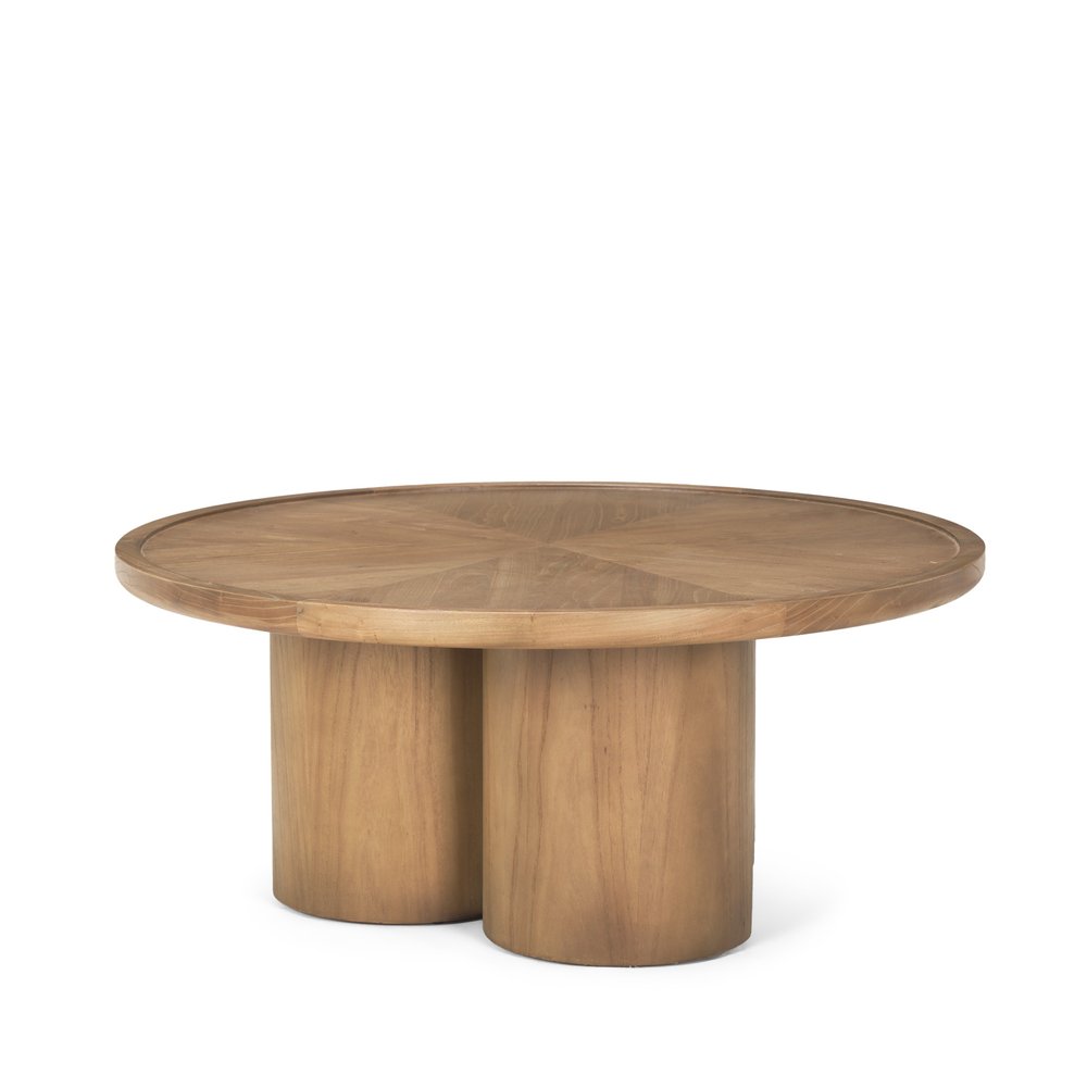 39" Natural Solid Wood Round Pedestal Coffee Table HomeRoots