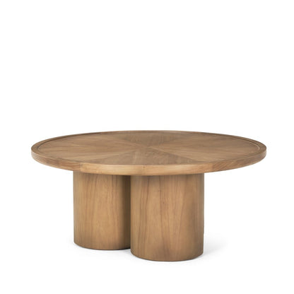 39" Natural Solid Wood Round Pedestal Coffee Table HomeRoots