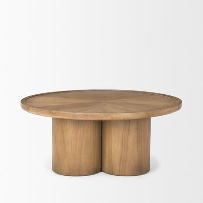 39" Natural Solid Wood Round Pedestal Coffee Table HomeRoots
