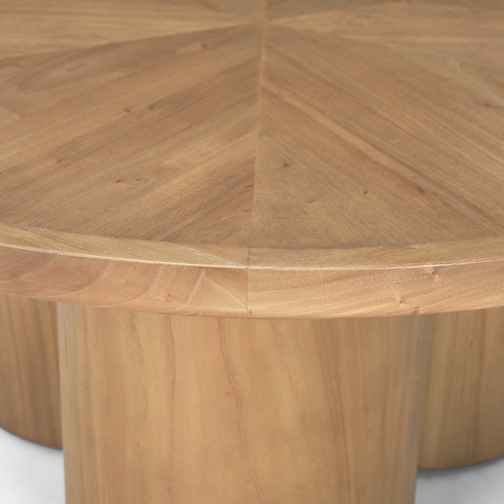 39" Natural Solid Wood Round Pedestal Coffee Table HomeRoots