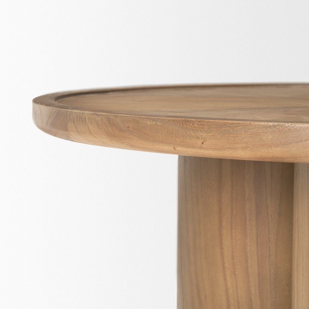 39" Natural Solid Wood Round Pedestal Coffee Table HomeRoots