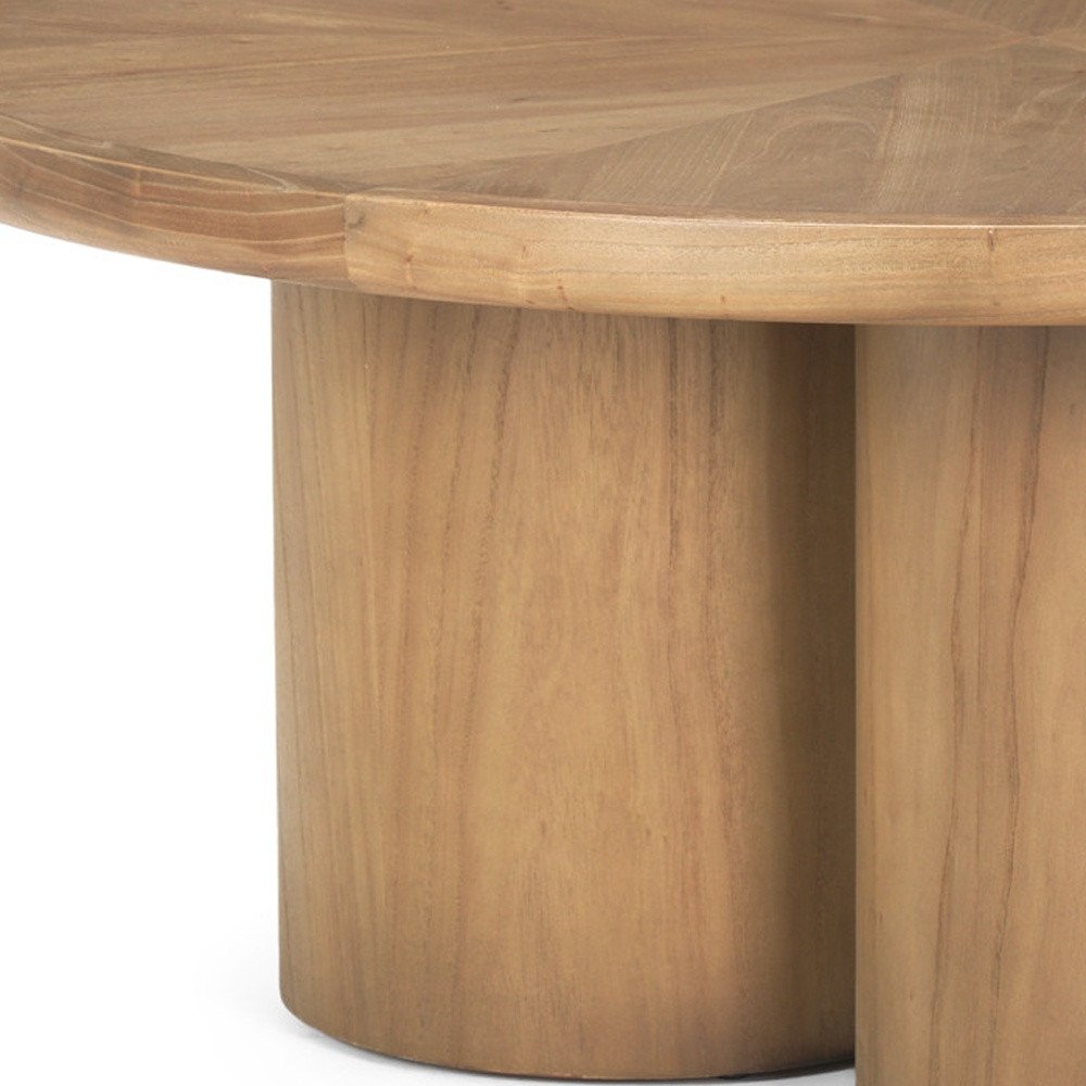 39" Natural Solid Wood Round Pedestal Coffee Table HomeRoots