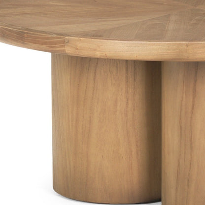 39" Natural Solid Wood Round Pedestal Coffee Table HomeRoots