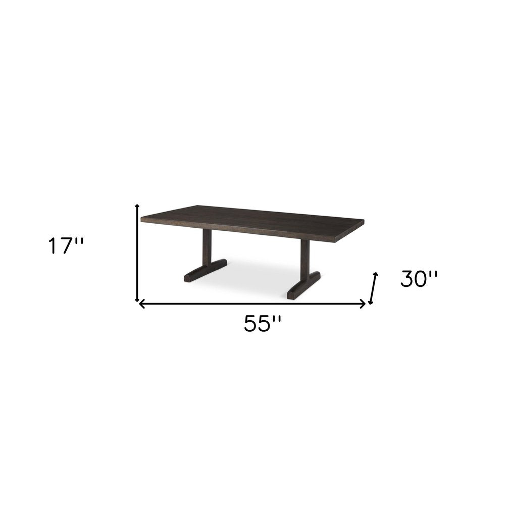 55" Dark Brown Solid Wood Double Pedestal Coffee Table HomeRoots